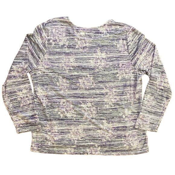 Weekends By Chico's 3 Metallic Purple Long Sleeve Holiday Seasonal Floral Blouse - Picture 1 of 10